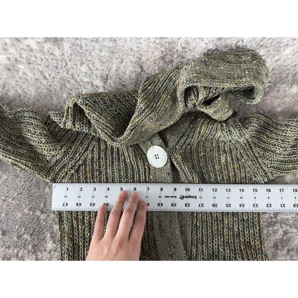 BCBGMaxazria Size M Big Single Button Snap Button Ribbed Knit Cardigan Sweater - Picture 6 of 9